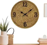 Outdoor Resin Clock - 12 inch Waterproof Wall Clock with High-Precision Movement,Home Garden Clock with Imitation Rattan Tree Design (no Batteries Included)