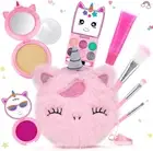 PERRYHOME Cute Kids Makeup Set Unicorn Washable Makeup Kit for Girls 3-12 with M