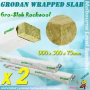 2 x Grodan Wrapped Slab 900x300x75mm Hydroponics Grow Media Gro-Slab Rockwool