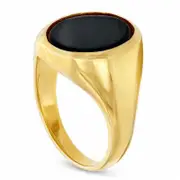 Men's Oval Onyx Ring in Solid 10K Yellow Gold