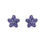 Sterling Silver Lavender Crystal Flower Studs in Multi-colour