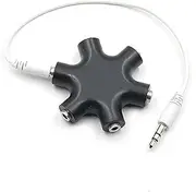 HOMSFOU 6-Way 3.5mm Headphone Splitter Connect 5 Headphones Nickel-Plated 1 Cable Compatible Tablets Mp3 Players