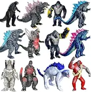 Set of 12 Godzilla x Kong: The New Empire, Dinosaur Dragon Toys Action Figures, Evolved Basic Exquisite Battle Roar B.E.A.S.T. Glove Shimo Frost Bite Mecha King Ghidorah Cake Toppers Pack