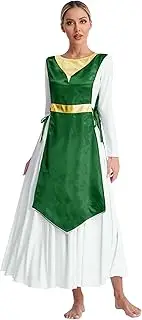 [Hedmy] Women's Sleeveless Praise Dance Dress Metallic Sides-Tie Tunics Liturgical Worship Performance Overlays