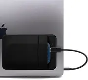 Afterplug 2-Pocket Adhesive Pouch for Laptop, Compatible with External Portable SSD, Magic Mouse, USB Cable and More - Black