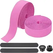 uxcell Bike Handlebar Tape, 2 Rolls 6.6 Feet Bike Grip Tape High-Elasticity EVA Foam Cycling Handle Wraps Comfortable Non-Slip Shock Bicycle Wrap with End Plugs for Road Bike, Pink