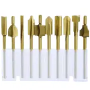 10x Mini Hss Router Bits Trimmer Shank 1/8" 3MM For Rotary Tool Titanium