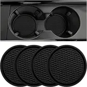 ZSDY Car Cup Coaster, 4PCS Universal Auto Non-Slip Cup Holder Embedded in Ornaments Silicone Coaster, Car Interior Accessories Sets, Black