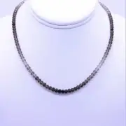 Smoky Quartz Faceted Necklace, AAA Grade Brown Ombre' 4.5mm Beaded Silver / Gold