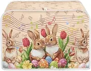 [Psesaysky] Rabbit Eggs Musical Toaster Covers for Easter Multicolor Kitchen Accessories for 4 Slice Toaster with Top Hook for Easy Storage Women Gift Microwave Oven Polyester Quilted