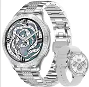 LIGE New Fashion Bluetooth Call Smart Watch Women Physiologic Function Sports Bracelet Waterproof Custom Dial Smartwatch Ladies (Silver)
