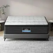 Giselle Bedding Queen Mattress, Extra Firm Bed Foam Mattresses 32cm Thickness, with 5-Zone Pocket Spring System and Breathable Euro Top, White + Black with Vacuum Packed