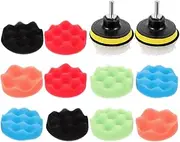 Cabilock 2 Sets Drill Buffer Polisher Attachment with Buffing Sponge Pads, 2 Set of 5/8 Car Buffing Pads for Drill, Ideal for Car Waxing and Polishing Kit