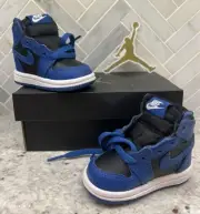 Nike Air Jordan 1 Retro High OG TD Dk Marina Blue Black-White Toddler Size 2c