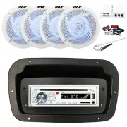 Pyle Marine CD Radio, Adapter,Spa Bezel, Ant, Amp,Kit, 4x 6'' LED White Speaker