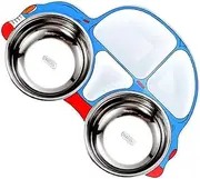 Mikinona 304 Stainless Steel Dinner Plate Boys and Girls Bowl Divided Design Suction Base Portion Control Plate