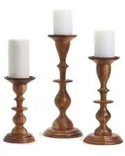 Two's Company Set of 3 Natural Heights Hand-Crafted Pillar Candles