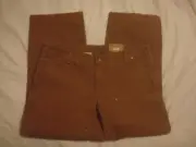 NWT Women's Carhartt Kane Dungaree Relaxed Fit Brown Double Front Pants 16 Short