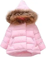 [Mallimoda] Baby Boys Girls Down Jacket Toddler Winter Warm Puffer Down Coat Cotton Hooded Fur Snowsuit