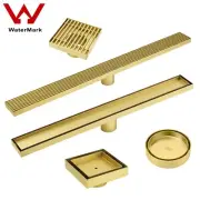 Brushed Gold 100-900mm Tile Insert Stripe Fence Shower Grate Floor Drain 50/80mm