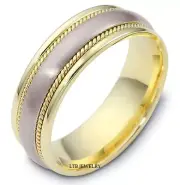 TWO TONE GOLD MENS WEDDING BANDS,14K WHITE & YELLOW GOLD BRAIDED WEDDING RINGS