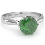 Crown Setting Lab Emerald Engagement Ring In 14k Solid Gold