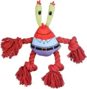 16" wide SpongeBob Mr. Krabs Rope Squeaky Plush Dog Toy