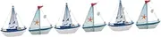 ABOOFAN 3sets Wooden Sailboat Ornament Mediterranean Style Craft Car Decoration Wooden Sailboat Model for Home Table Decor Creative Ornament for Party 2pcs*3