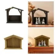 Wooden Manger Scene Creative Christmas Decor for Farmhouse Study Room Shelf