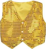 [YONGHS] Kids Boys Girls Shiny Sequins Hip Hop Jazz Dance Party Costume Stage Performance Vest Waistcoat
