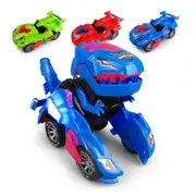 Automatic Transforming Dinosaur Toy Car with LED Lights and Music - Battery Operated