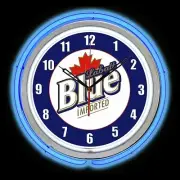 15" Labatt Blue Sign Blue Double Neon Clock Man Cave Garage Bar