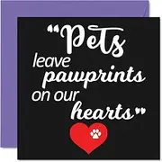 Pet Sympathy Cards Thinking of You Cards - Pawprints on your Heart - Pet Condolences Card, Mourning Bereavement Cards for Pets, Sorry For Your Loss, 145mm x 145mm Flowers Sympathy Greeting Cards