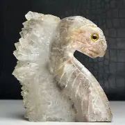 155G Natural Crystal Cluster Quartz Specimen Stone,Hand-CarvedSNAKE. Statue.DN