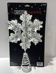 The Christmas Shoppe Large White Glittery Star Tree Topper NEW
