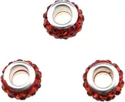 HAHIYO Crystal Rhinestone Pave European Spacer Beads 11.7mm Diameter Big Hole to Thread Bright Shine Catch Light Neat Row Arrange No Rough Edge No Strong Smell for DIY Bracelet Necklace 25PCS Red