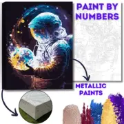 Painting on a 3D stretcher "Cosmic Mage" with metallized acrylic paints