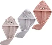 TOGEVAL Dry Hair Cap Shower Cap Hair Towel Wrap for Women Hair Turban Soft Absorbent Quick Dry Bath Wrap Cap 3pcs/1set