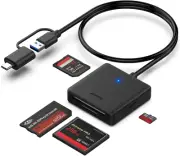 Memory Card Reader, 4In1 USB 3.0 and USB-C to SD Micro SD MS CF Card Reader Ada