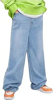 [Floerns] Boy's Casual Straight Leg Denim Pants Elastic Waist Jeans with Pockets
