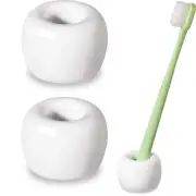 2 Pack Mini Round Ceramic Toothbrush Holder Stand Makeup Tool Holder