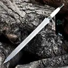 Hand Forged Damascus Steel Viking Sword Sharp/Battle Ready Medieval Sword,