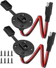 Electop SAE Power Socket Sidewall Port, Weatherproof SAE Quick Connect Solar Panel Mount Universal Flush-Mountable Connector, 12AWG SAE Cable with 8 Screws for Solar Generator Battery Charger (2 Pack)