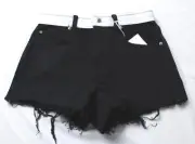 Alexander Wang Women Logo Webbing Hi-Rise Bite Short CL8 Washed Black Size US:27