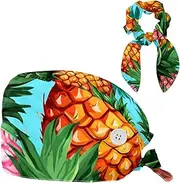 [YTYVAGT] Scrub Caps Women,Scrub Hats Suitable for Women,Colored Stripe Watercolor Pineapple