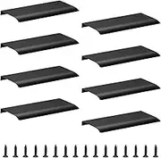 Morobor 8 Pack Modern Style Finger Edge Pull Furniture Drawer Handles Hidden Cabinet Kitchen Drawer Handles Knobs, 200mm/Black