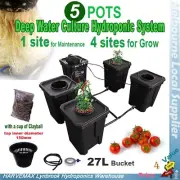 Hydroponics 5 Pots 27L DWC Completed System Deep Water Culture Roots Grow Bucket