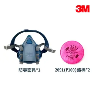 3M 7502 防毒面具(半面體、雙罐式)(防毒面罩套組含濾毒罐、濾棉、濾棉蓋)【傑群工業補給站】