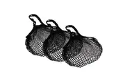 3pc Sachi Cotton String Bag 34x30cm Long Handle Shopping Carry Storage Black