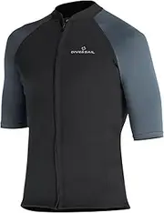 Wetsuit Top Men Short Sleeve Front Zip Wetsuit Jacket 1.5mm Neoprene Swimsuit for Swimming Diving Surfing